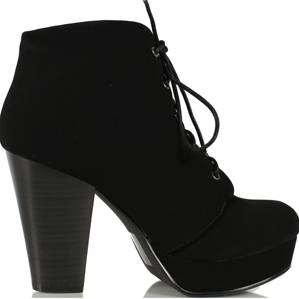 BN Women Platform Round Toe High Block Heel Lace-up Fashion Ankle Boot 39